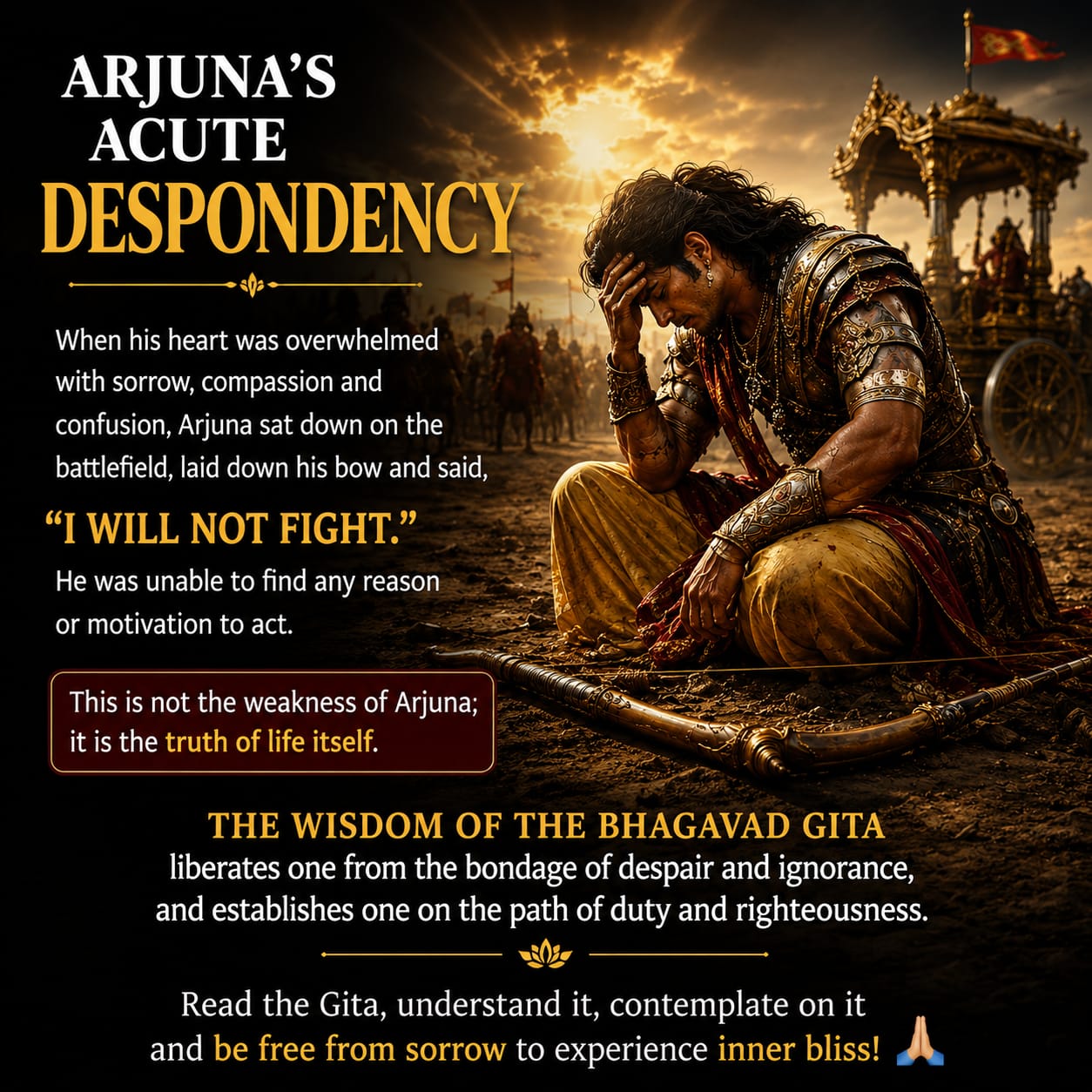 How to overcome acute despondency — just as Arjuna did on the battlefield?