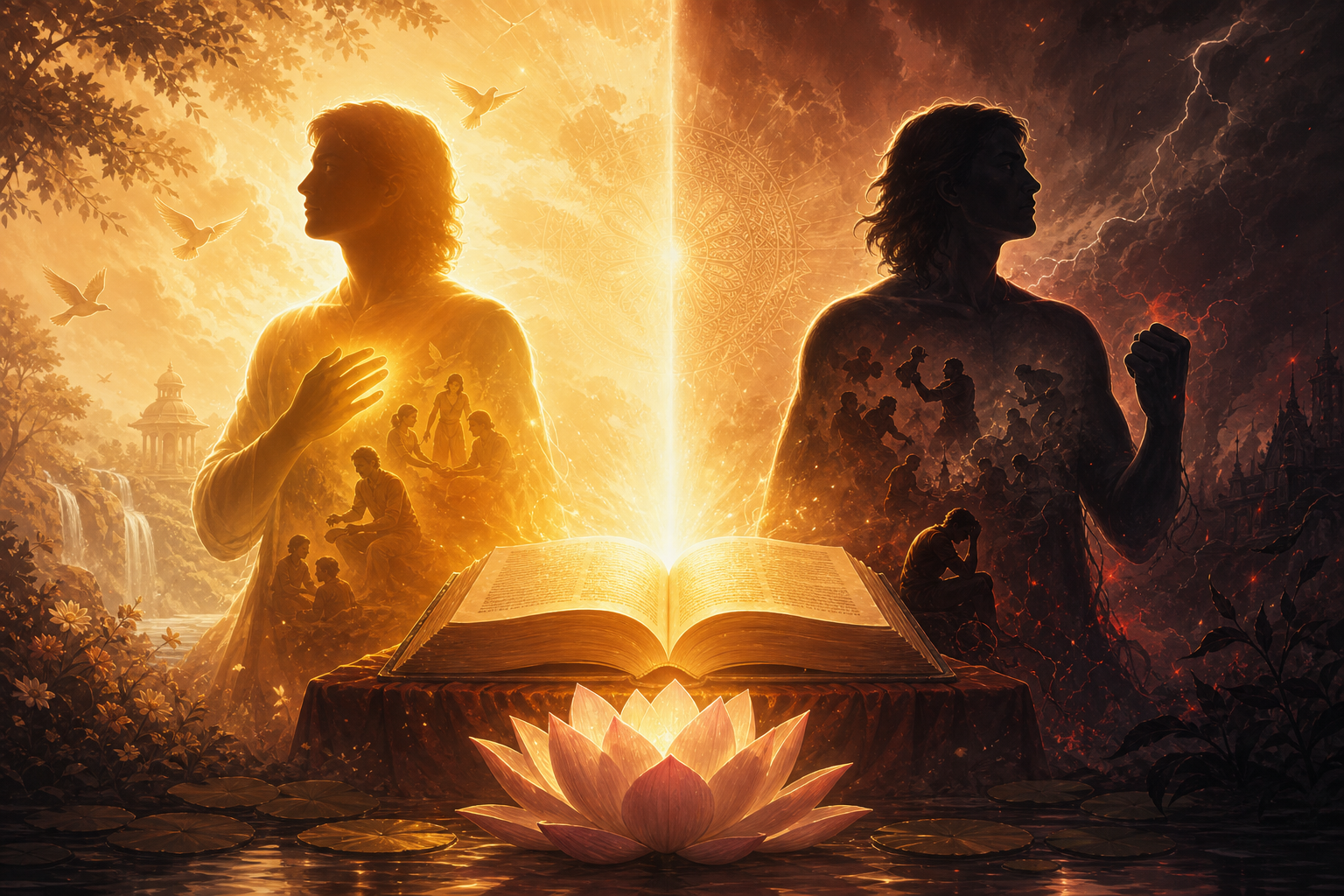 What does the Gita say about human virtues and vices, and where do love, compassion and humility fit in?