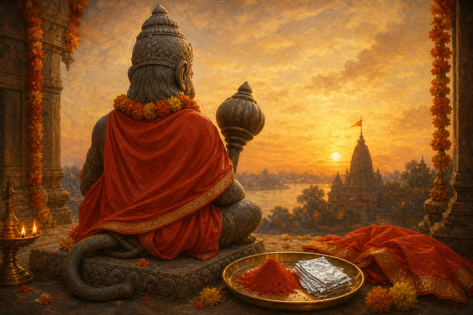 Should silver foil or sindoor be used when offering chola to Hanuman?